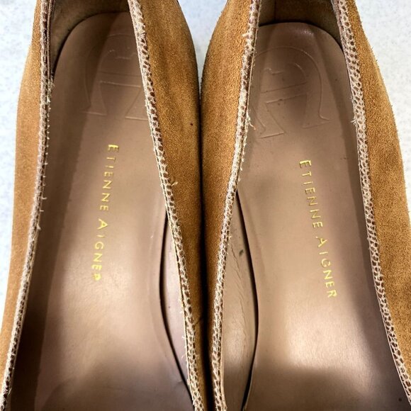 Etienne Aigner Tan Leather Suede Loafers 9 - Picture 3 of 12